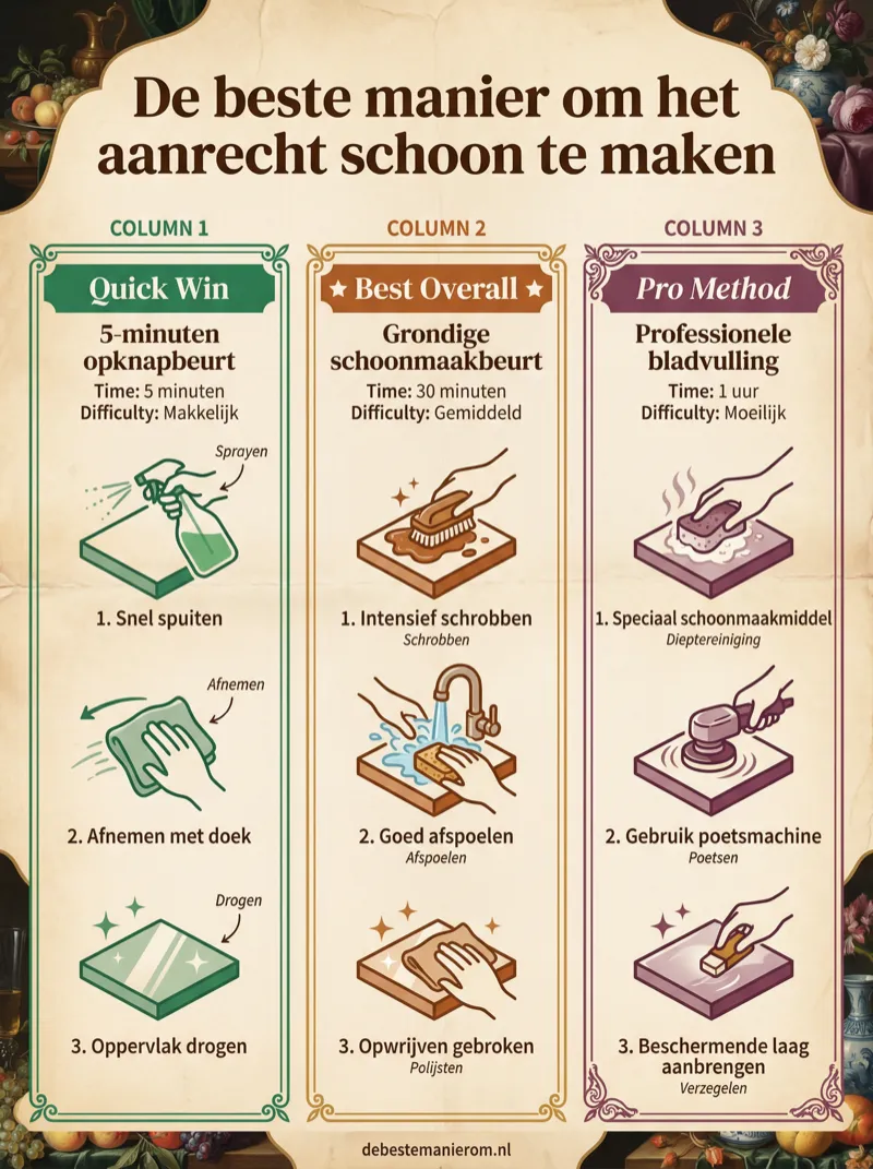 De beste manier om het aanrecht schoon te maken