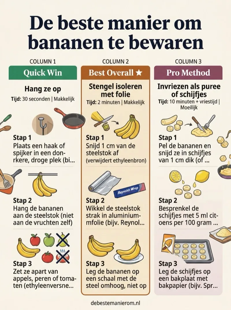 De beste manier om bananen te bewaren