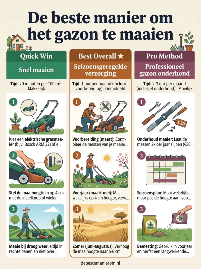 De beste manier om het gazon te maaien