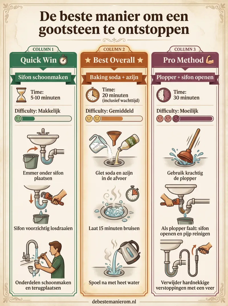 De beste manier om een gootsteen te ontstoppen