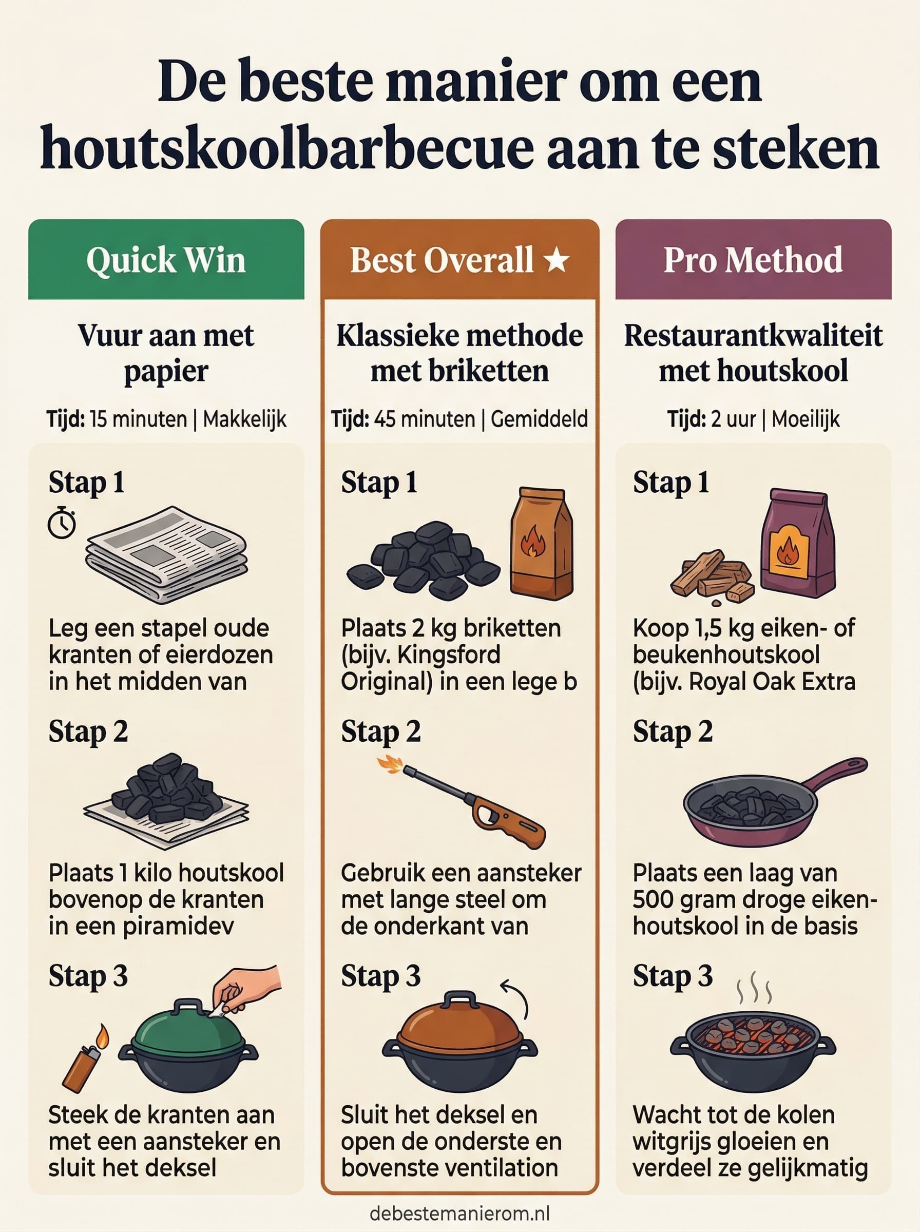 De beste manier om een houtskoolbarbecue aan te steken