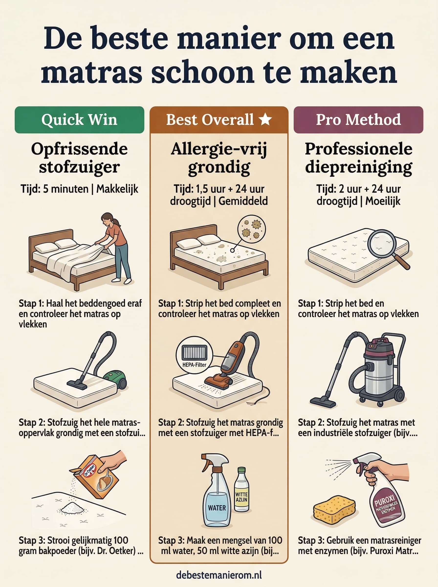 De beste manier om een matras schoon te maken