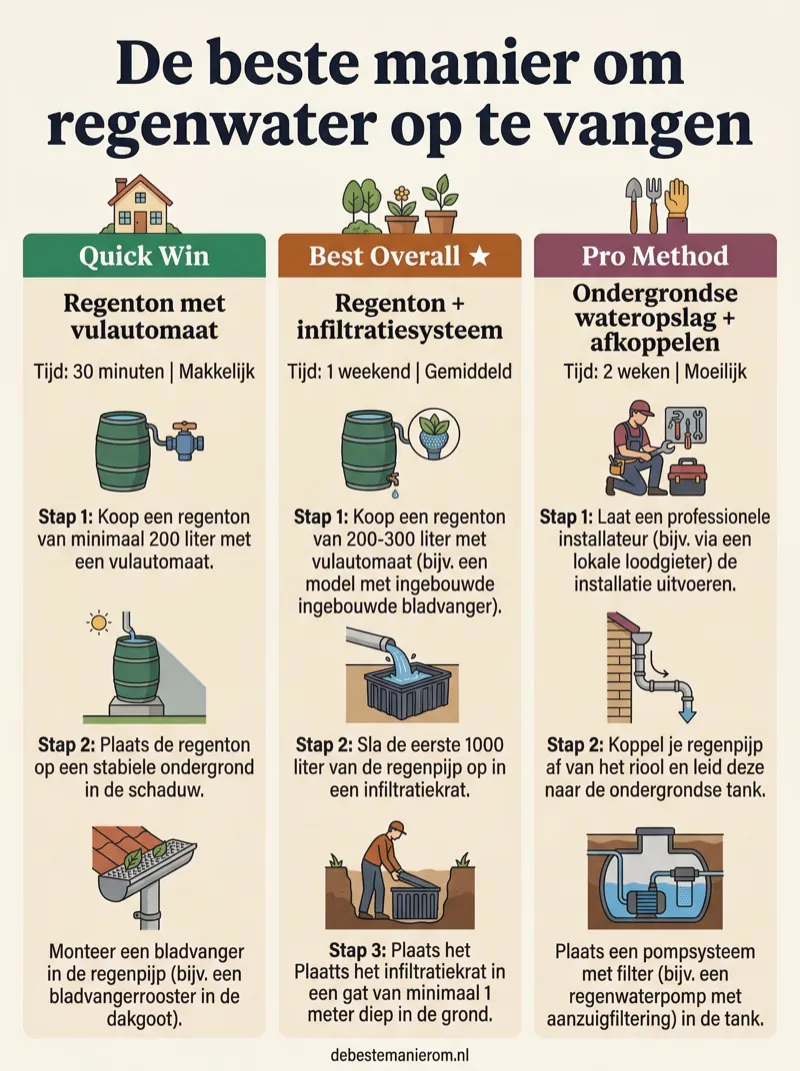 De beste manier om regenwater op te vangen
